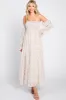 Cream Floral Square Neck Smocked Long Sleeve Maxi Dress sold by Pinkblush