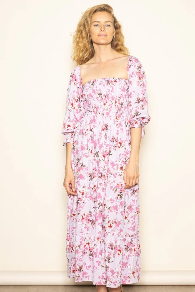Light Pink Floral Off Shoulder Long Sleeve Maternity Maxi Dress sold by Pinkblush product image thumbnail 5