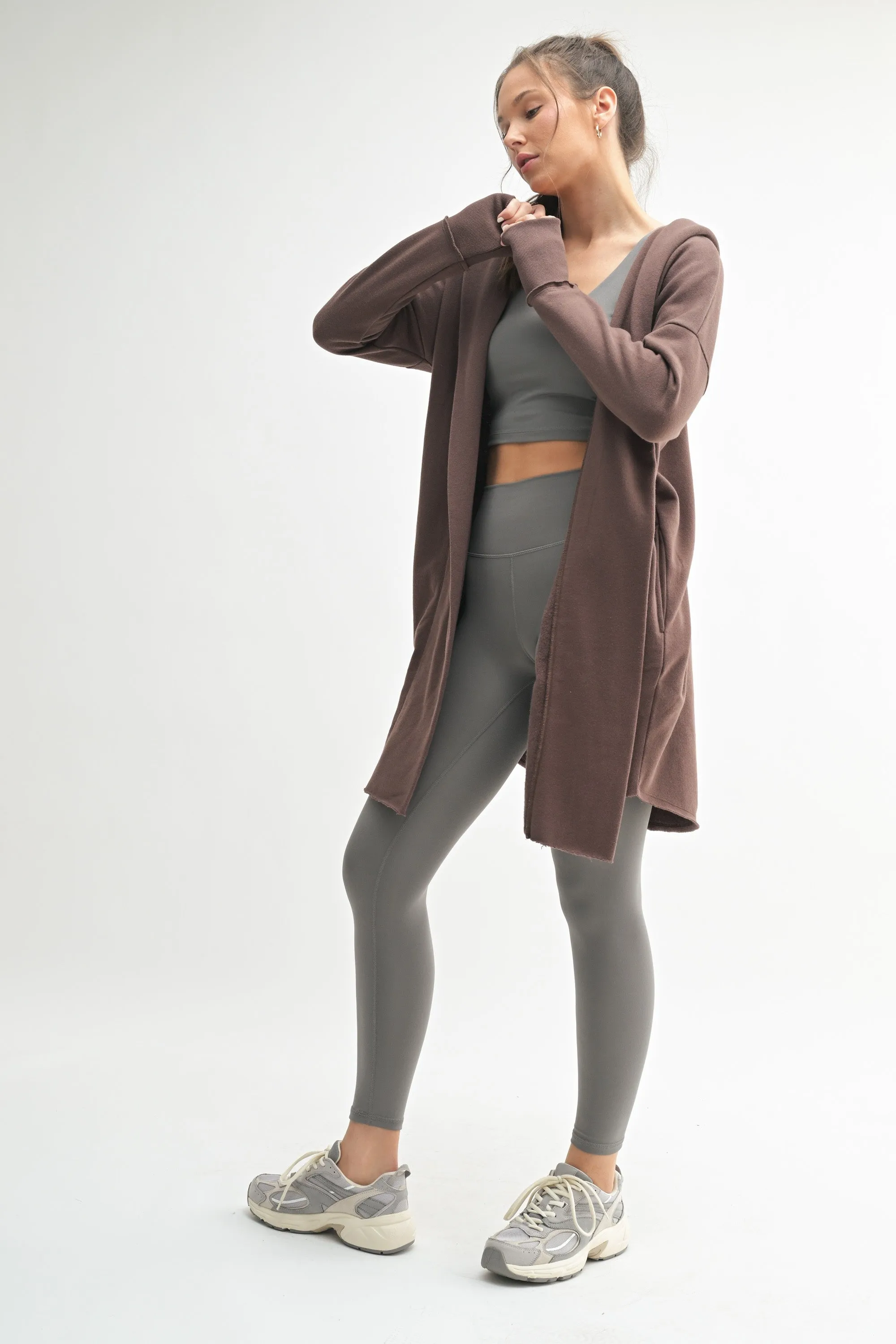 Mocha Hooded Long Cardigan sold by Pinkblush product image thumbnail 2