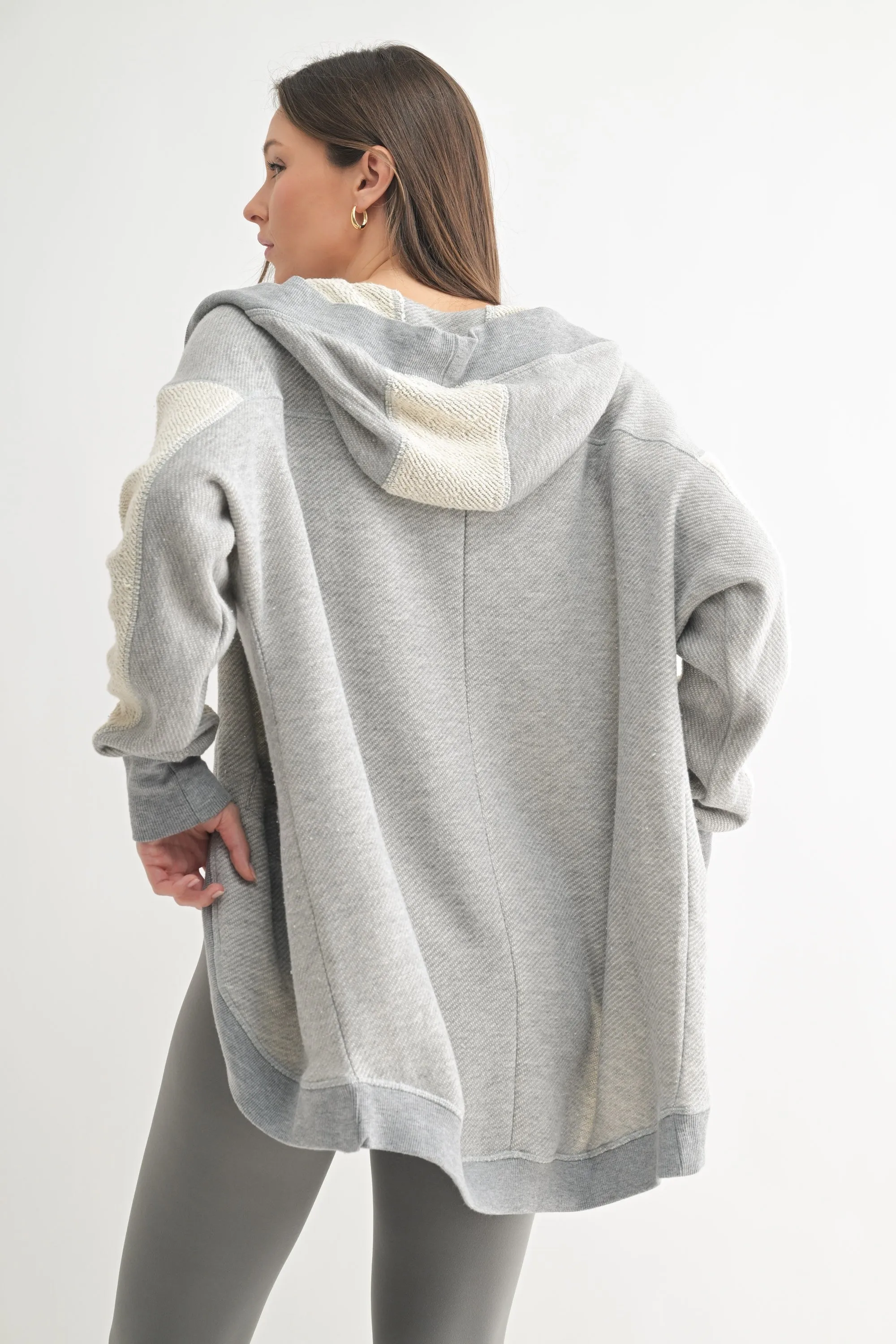 Heather Grey Terry Relaxed Fit Hooded Cardigan sold by Pinkblush product image thumbnail 3