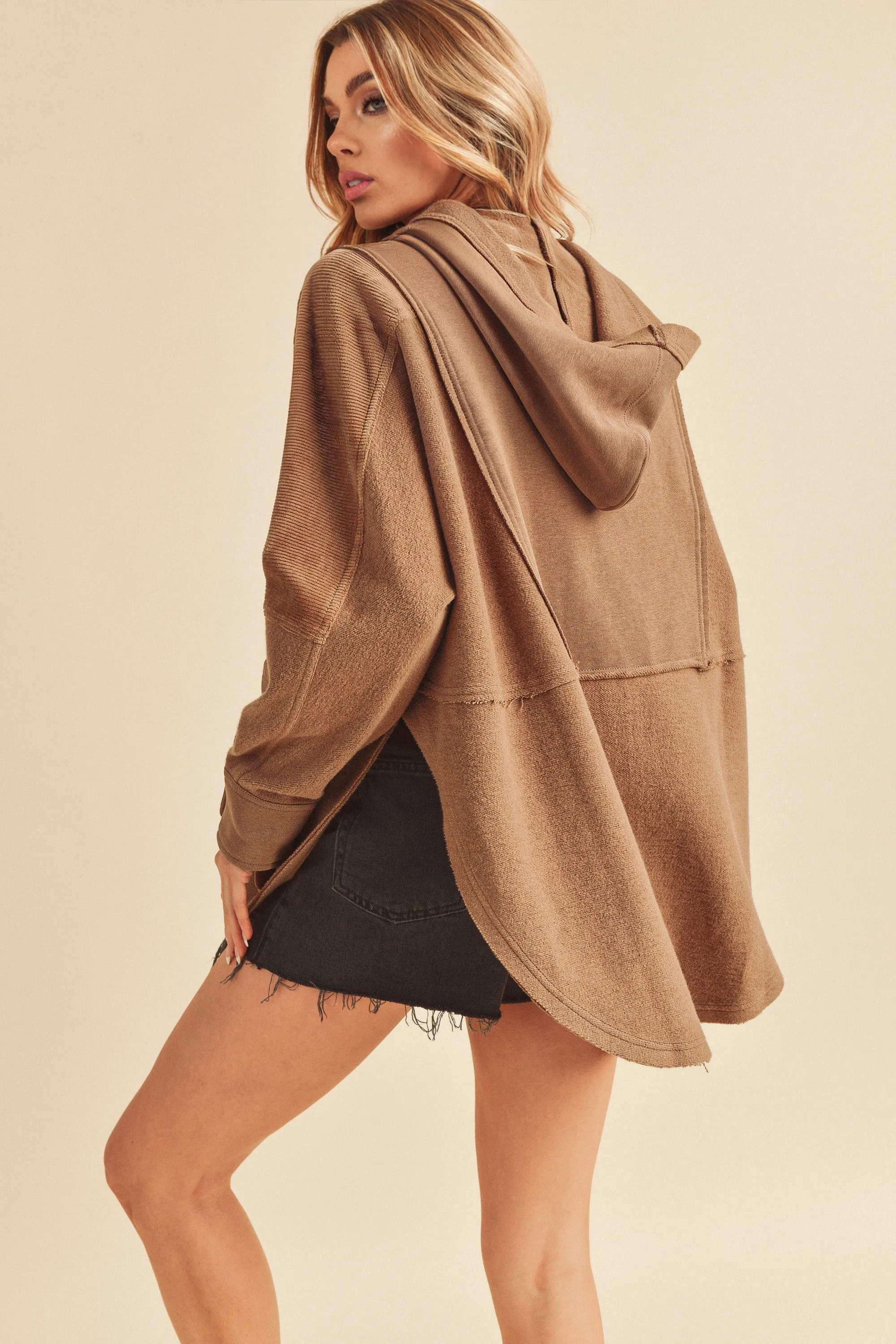 Mocha Corduroy Contrast Oversized Hoodie sold by Pinkblush product image thumbnail 2