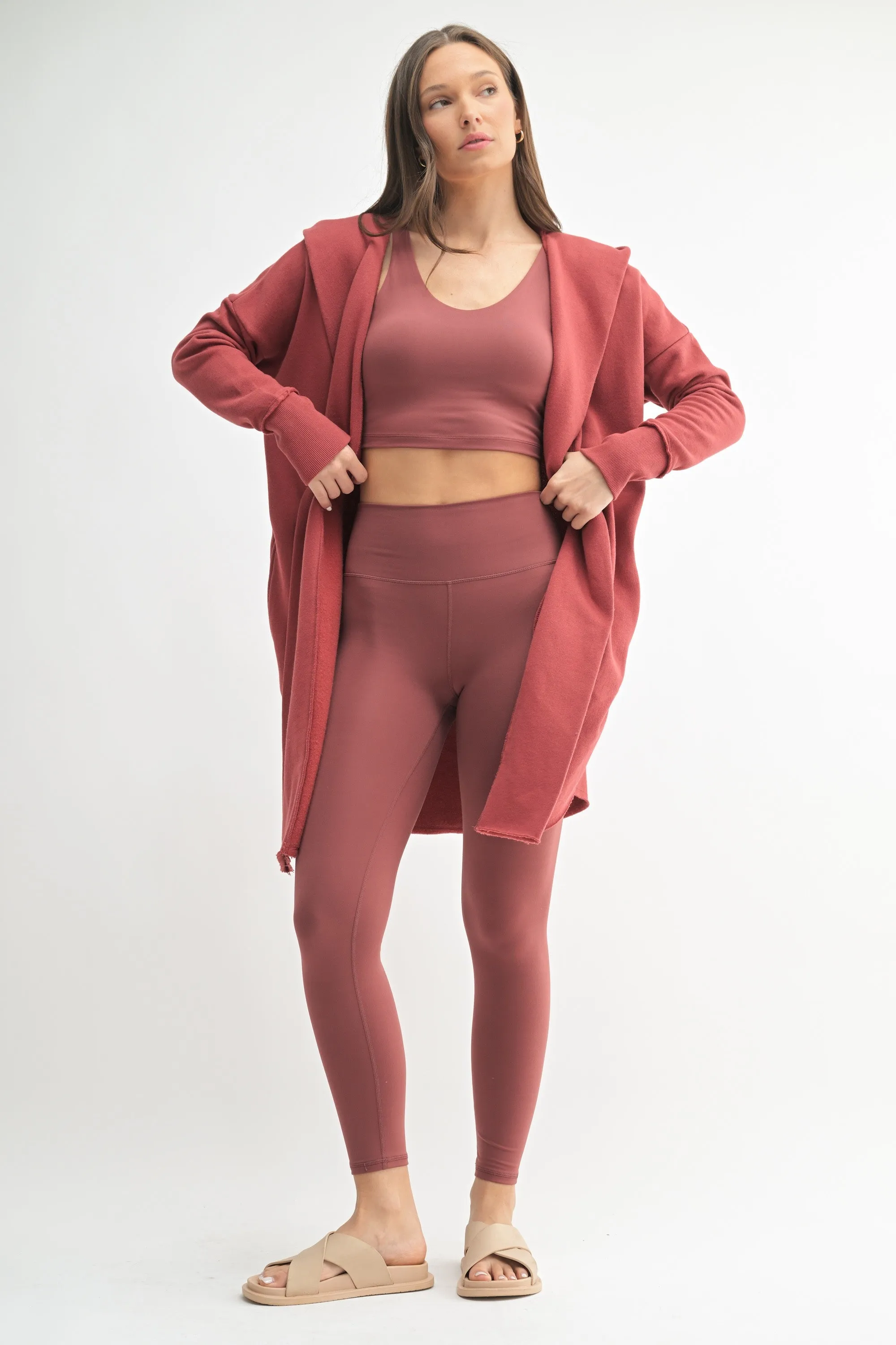 Rust Hooded Long Cardigan sold by Pinkblush product image thumbnail 2