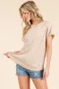 Beige Ribbed Relaxed Tee sold by Pinkblush