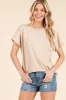 Beige Ribbed Relaxed Tee sold by Pinkblush