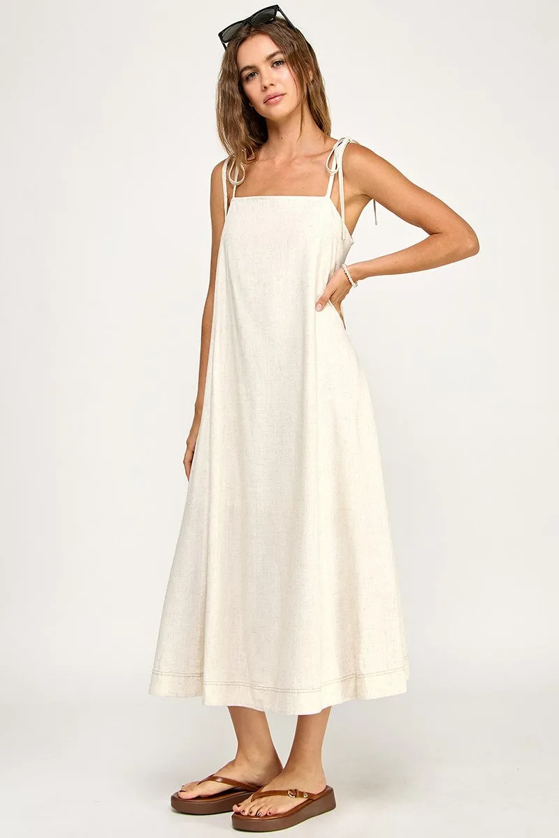 Ivory Shoulder Tie Midi Dress sold by Pinkblush product image thumbnail 3