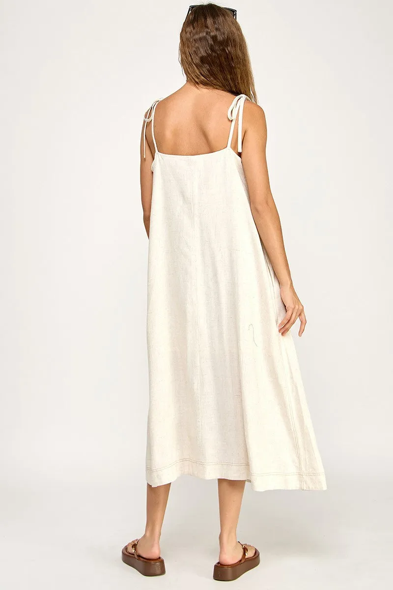 Ivory Shoulder Tie Midi Dress sold by Pinkblush product image thumbnail 5