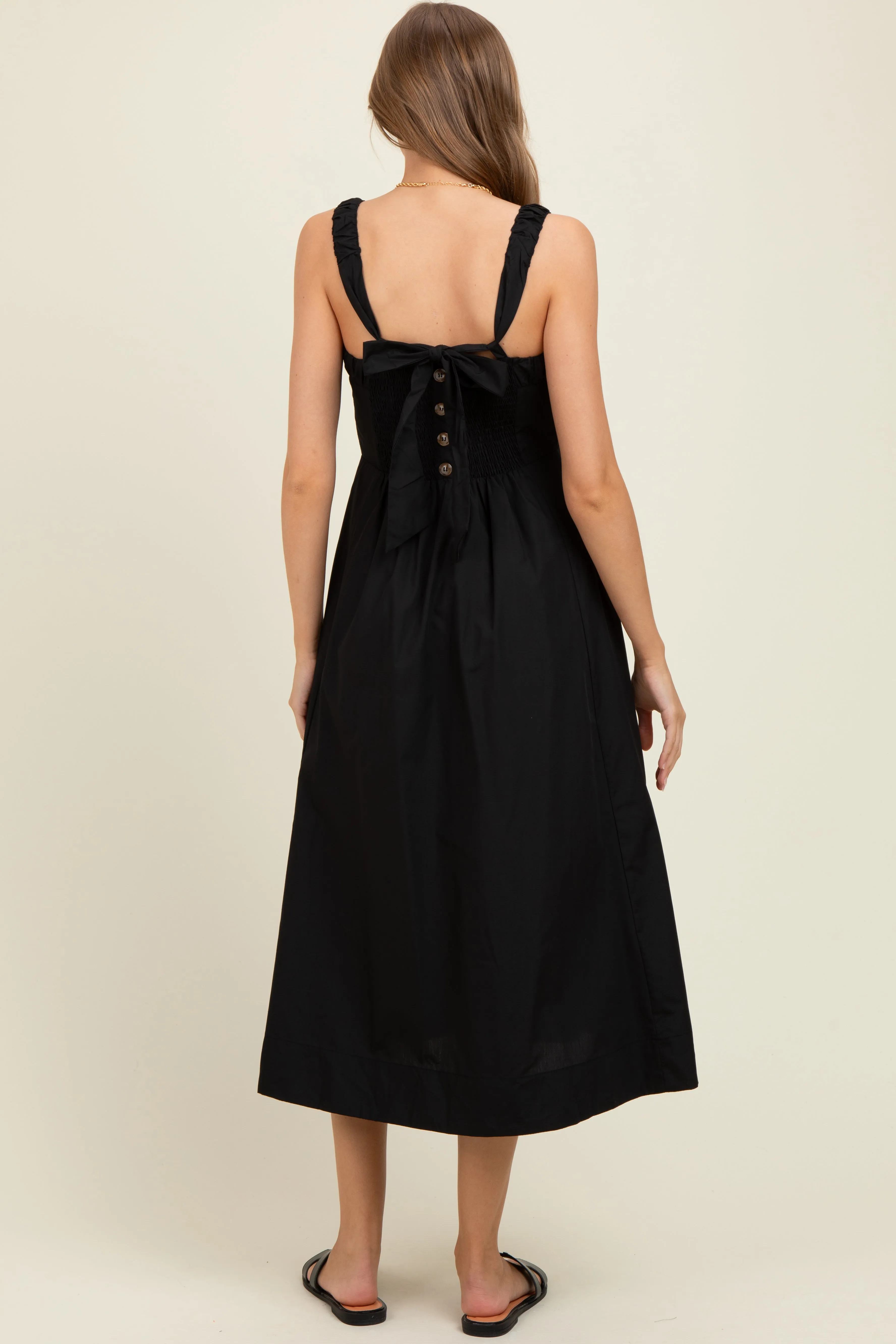 Black Back Bow Tie Detail Sleeveless Maternity Midi Dress sold by Pinkblush product image thumbnail 4
