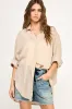 Light Beige Lightweight Sheer Button Down Blouse sold by Pinkblush