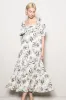 Ivory Rose Print Pleated Bodice Maxi Dress sold by Pinkblush