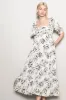 Ivory Rose Print Pleated Bodice Maxi Dress sold by Pinkblush