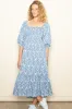 Blue Floral Back Cutout Ribbon Tie Maxi Dress sold by Pinkblush