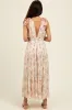 Cream Floral Shoulder Tie Deep V-Neck Tiered Maxi Dress sold by Pinkblush
