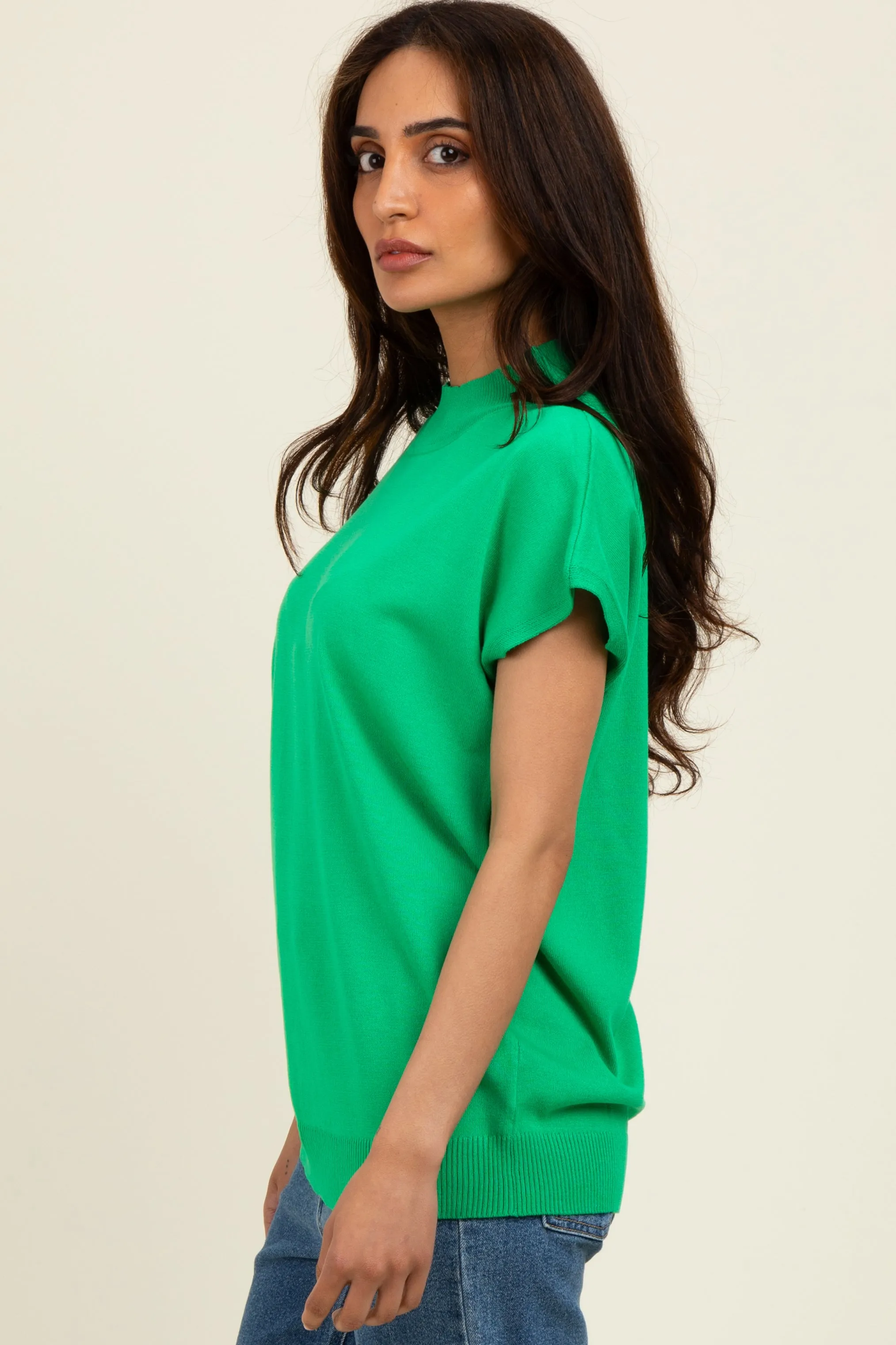 Green Mock Neck Knit Top sold by Pinkblush product image thumbnail 2