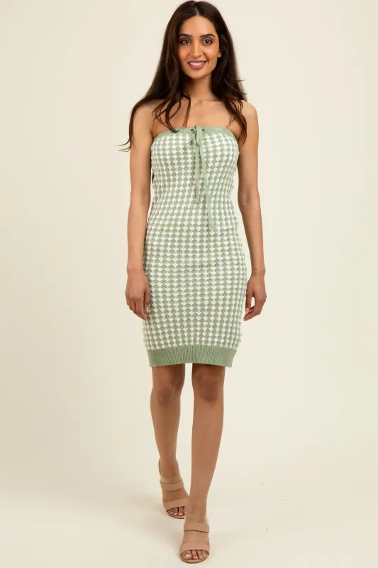Sage Soft Color Mixed Sweater Tube Dress sold by Pinkblush
