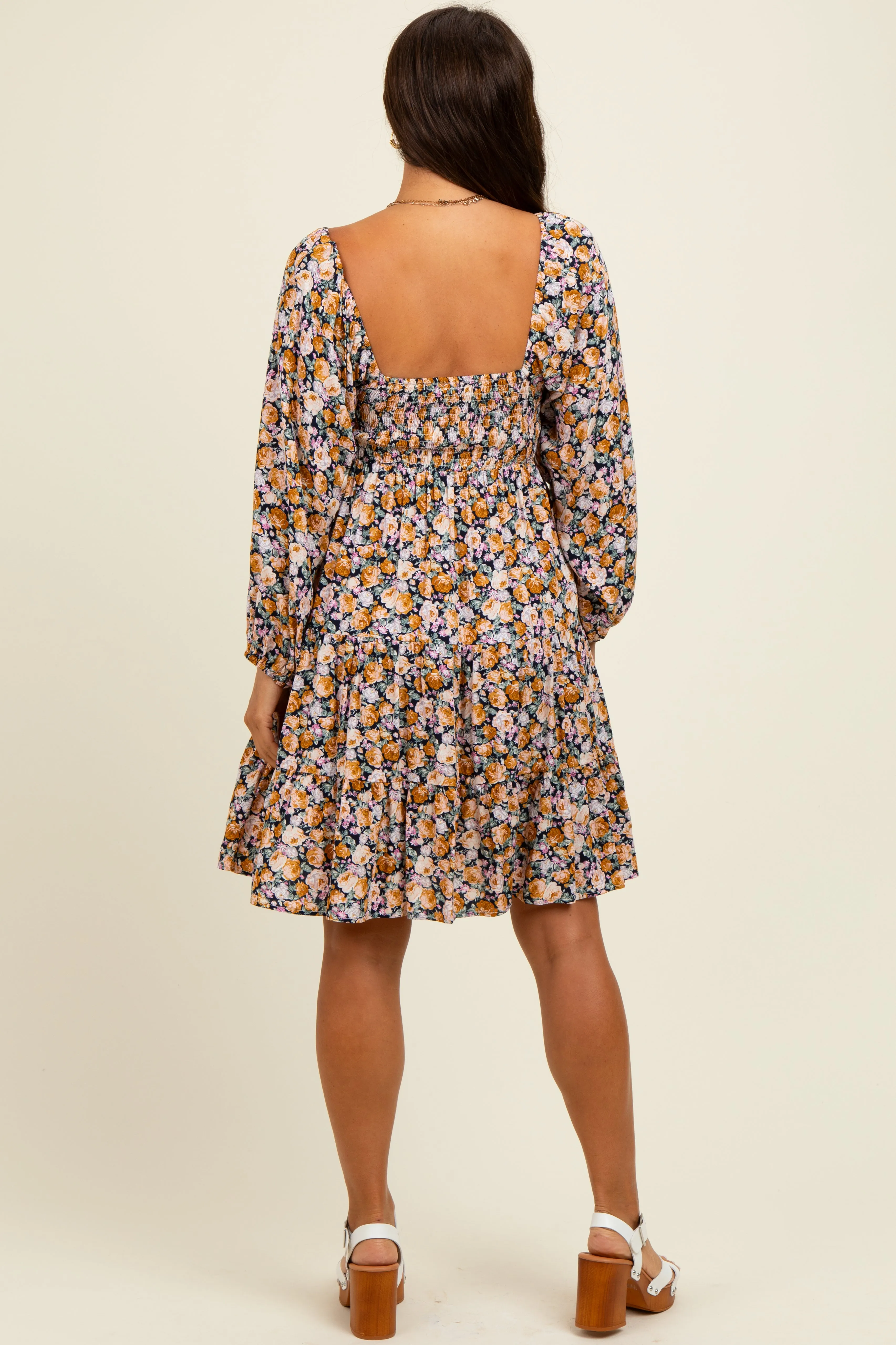 Yellow Rose Print Long Sleeve Maternity Dress sold by Pinkblush product image thumbnail 4