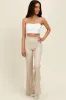 Cream Ribbed Split Flare Leggings sold by Pinkblush