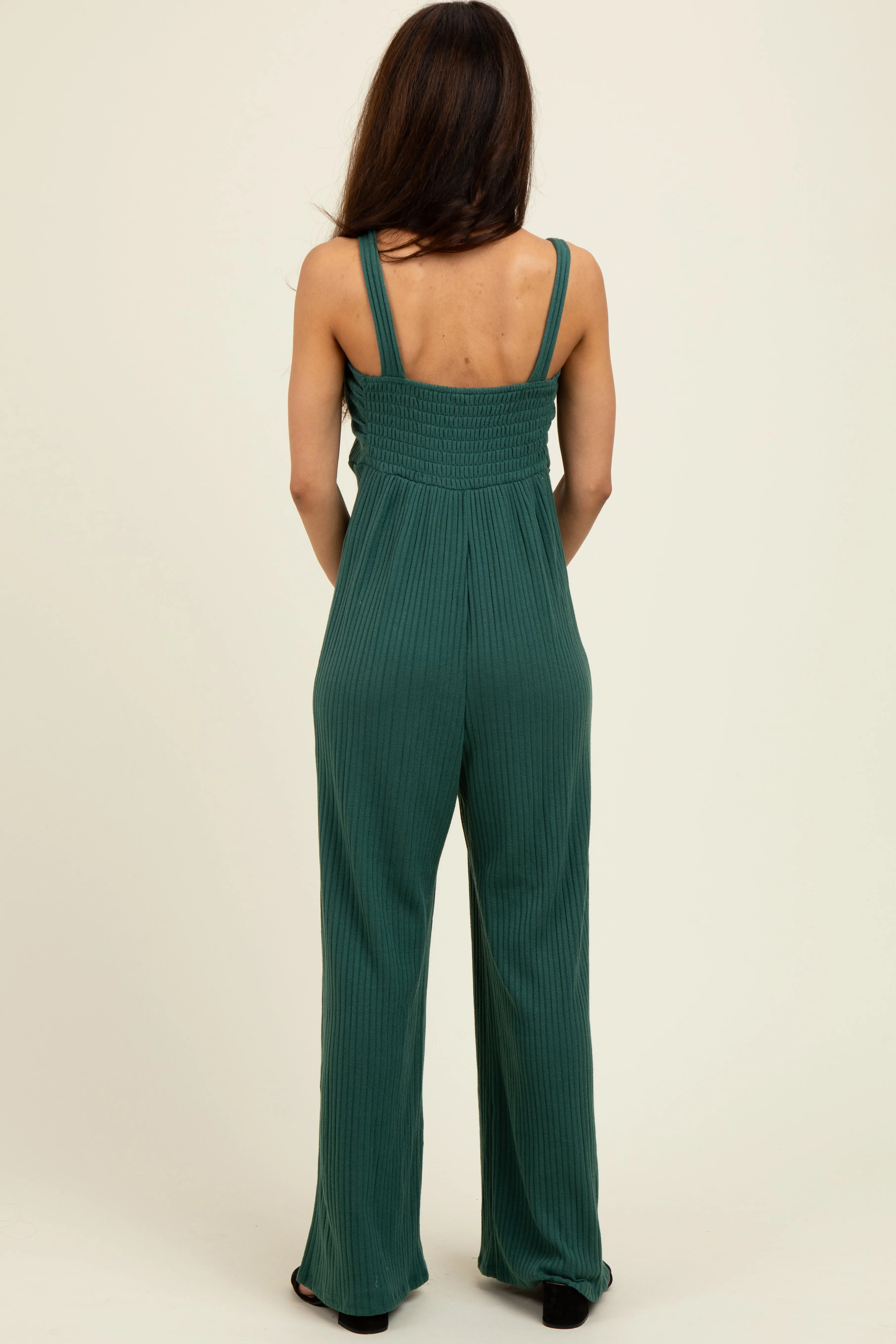 Forest Green Ribbed Cinched Front Jumpsuit sold by Pinkblush product image thumbnail 3