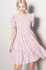 Pink Floral Smocked Ruffle Accent Maternity Dress sold by Pinkblush