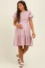 Pink Floral Smocked Ruffle Accent Maternity Dress sold by Pinkblush