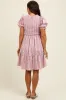 Pink Floral Smocked Ruffle Accent Maternity Dress sold by Pinkblush