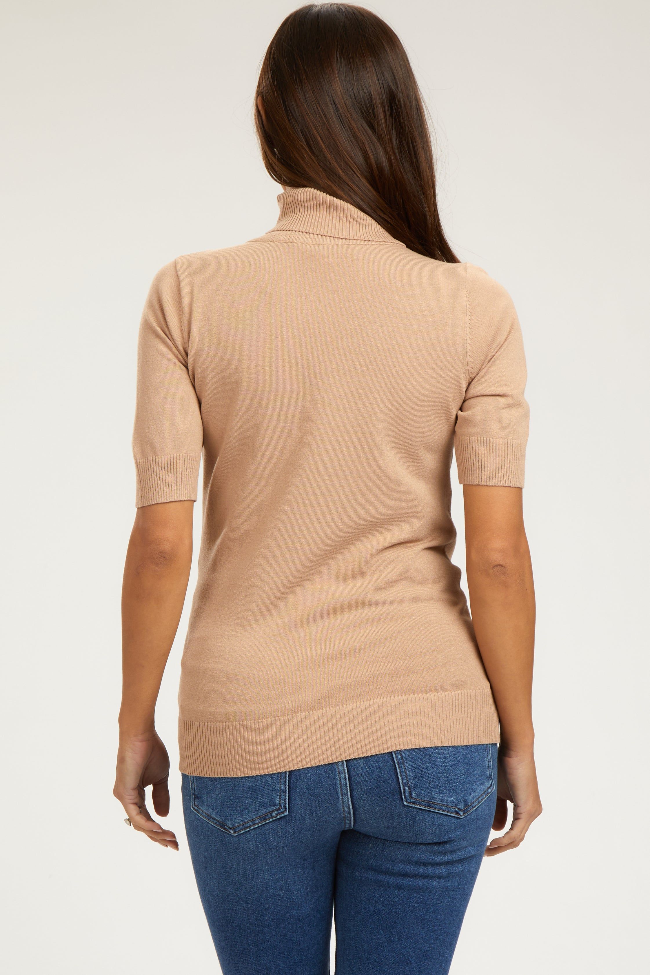 Taupe Turtleneck Maternity Knit Top sold by Pinkblush product image thumbnail 3