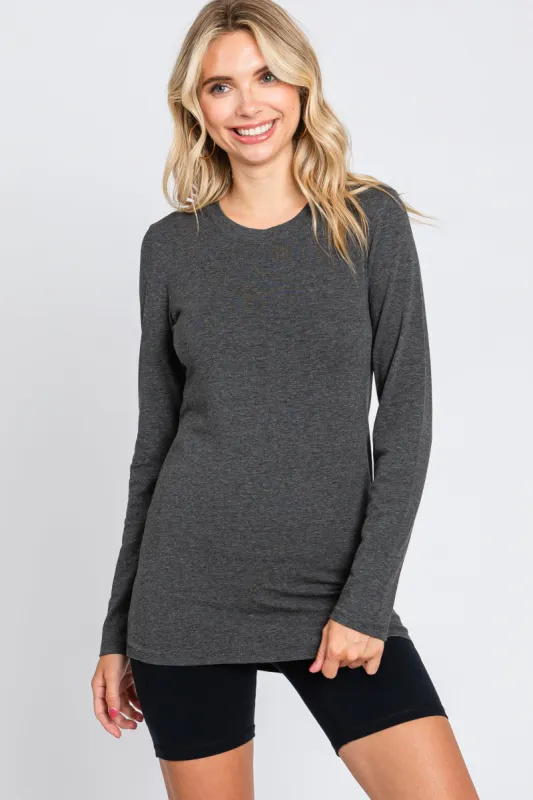 Charcoal Long Sleeve Top sold by Pinkblush