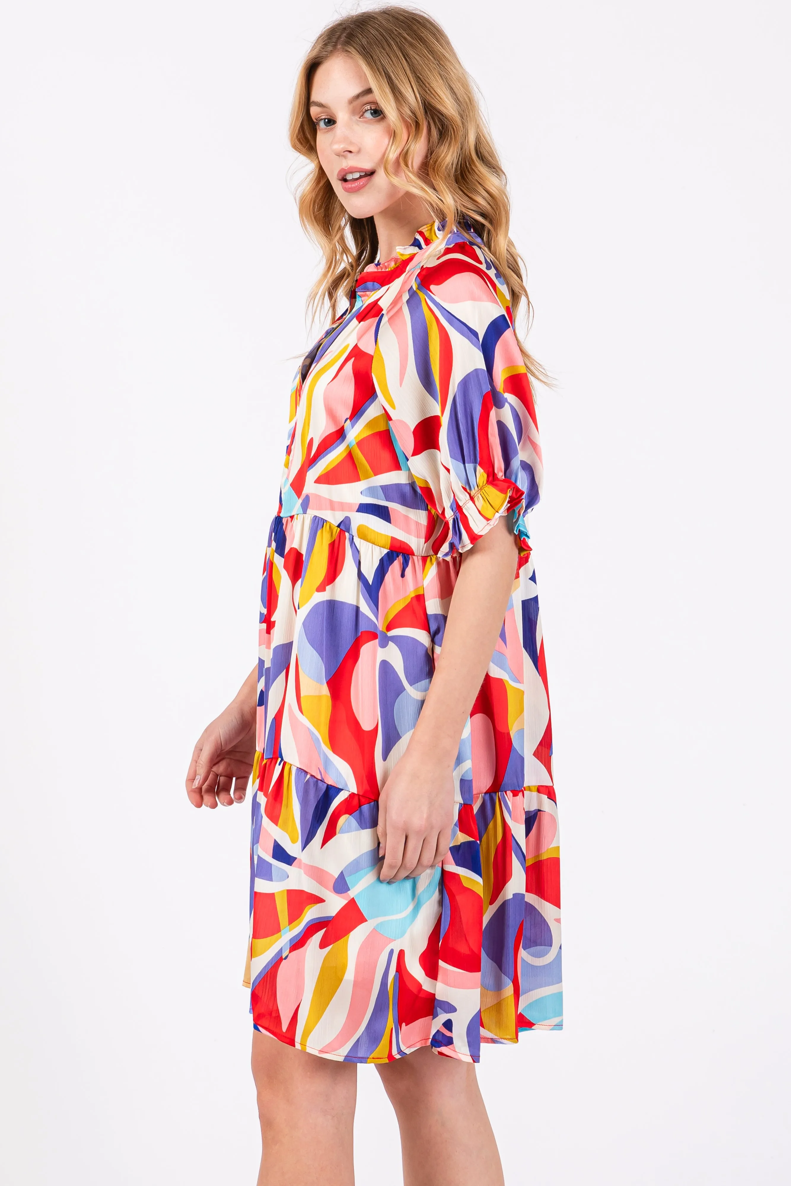 Red Multi-Color Patterned Ruffle Tiered Dress sold by Pinkblush product image thumbnail 5