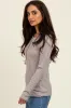 Light Brown Ribbed Knit Button Long Sleeve Top sold by Pinkblush