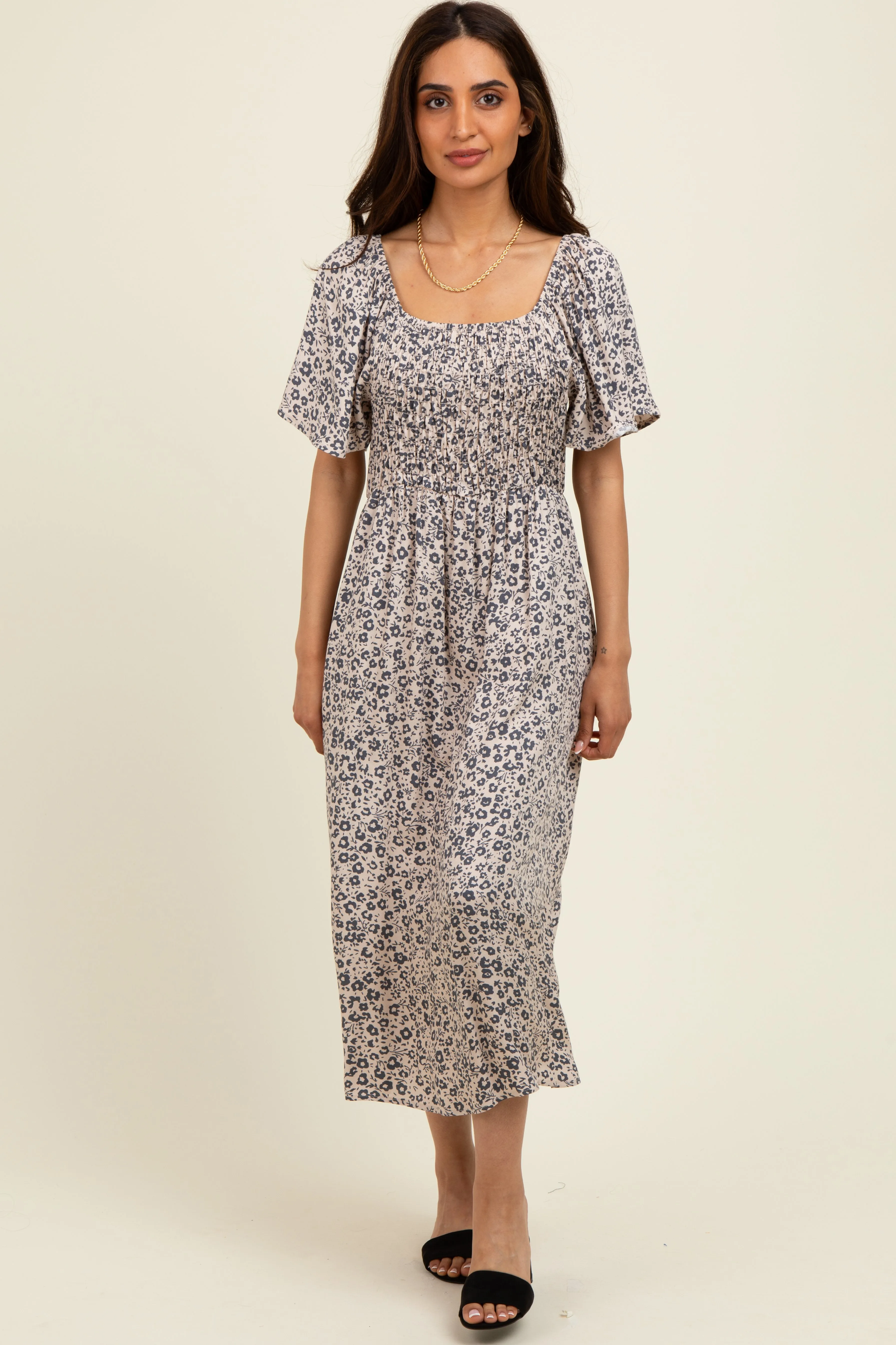 Taupe/Black Printed Dress With Pockets sold by Pinkblush product image thumbnail 2