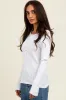 Off White Ribbed Knit Button Long Sleeve Top sold by Pinkblush