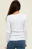 Off White Ribbed Knit Button Long Sleeve Top sold by Pinkblush
