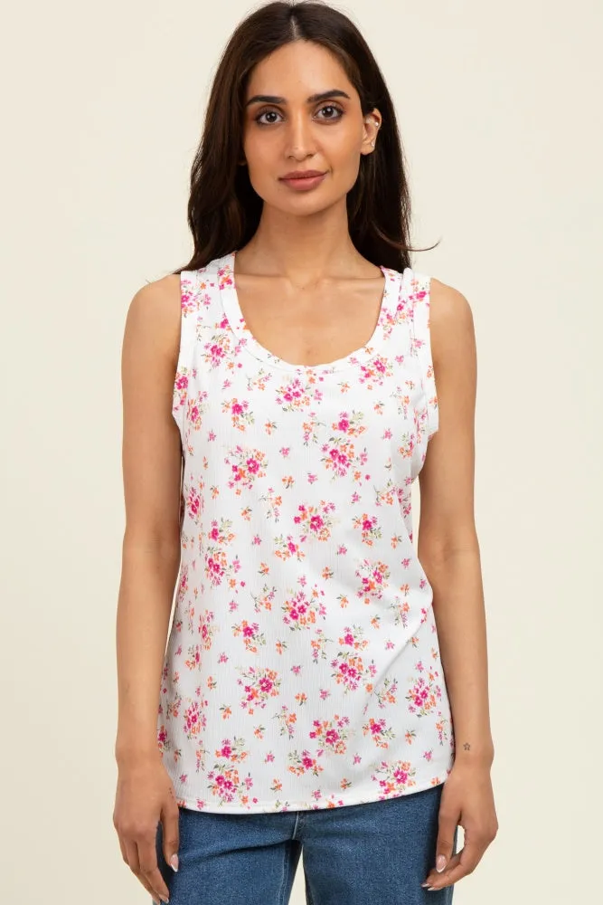 Ivory Floral Ribbed Tank Top sold by Pinkblush product image thumbnail 2