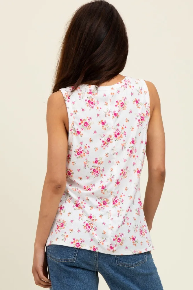 Ivory Floral Ribbed Tank Top sold by Pinkblush product image thumbnail 3
