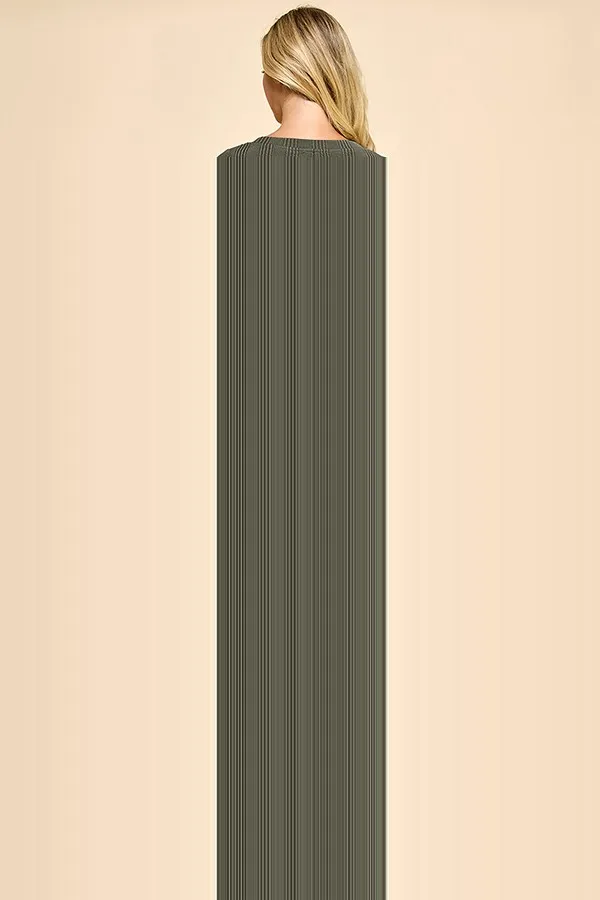 Olive Scoop Neck Long Sleeve Front Slit Maxi Dress sold by Pinkblush product image thumbnail 3