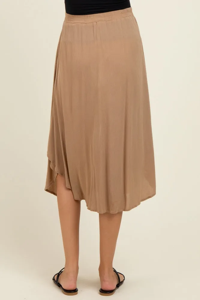 Beige Button Accent Round Hem Maternity Skirt sold by Pinkblush product image thumbnail 4