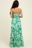 Green Floral Tiered Sleeveless Sash Tie Maxi Dress sold by Pinkblush