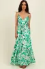 Green Floral Tiered Sleeveless Sash Tie Maxi Dress sold by Pinkblush