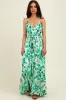Green Floral Tiered Sleeveless Sash Tie Maxi Dress sold by Pinkblush