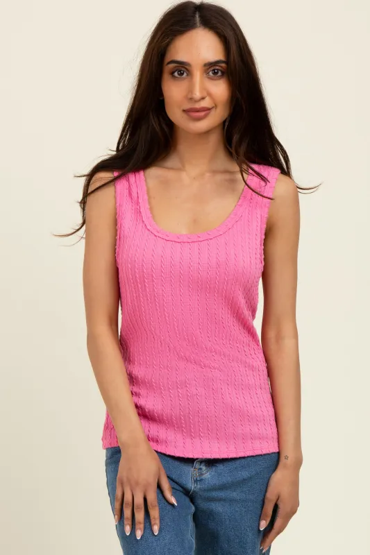 Pink Textured Tank Top sold by Pinkblush