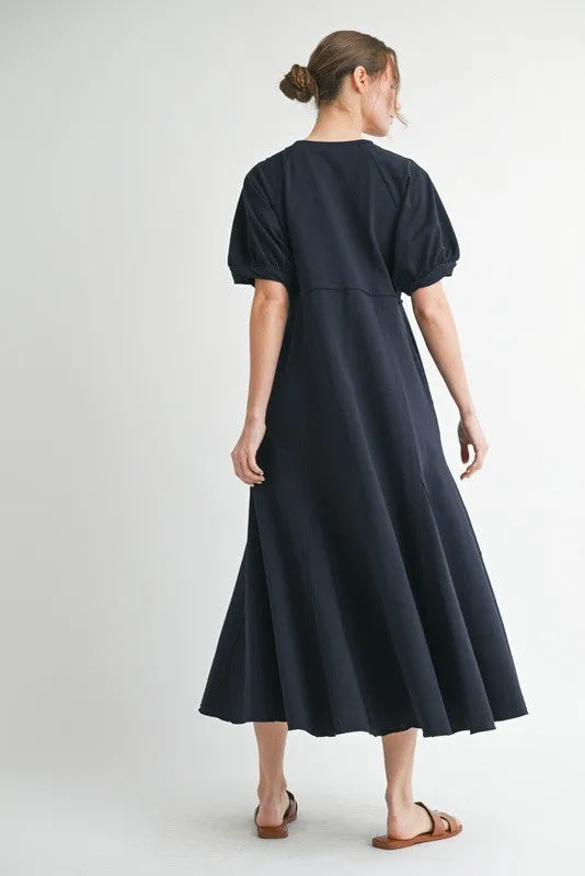 Navy Cotton Pocketed Midi Dress sold by Pinkblush product image thumbnail 3