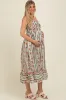 Multi Color Striped Floral Cotton Maternity Maxi Dress sold by Pinkblush