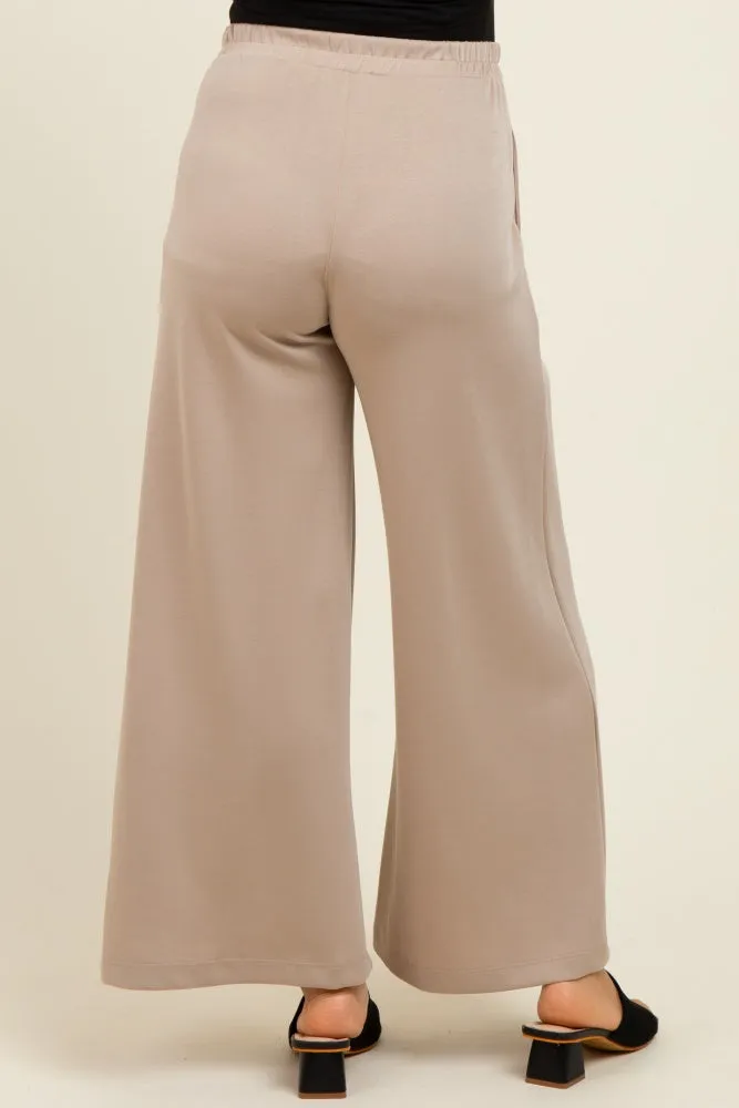 Beige Drawstring Wide Leg Maternity Pants sold by Pinkblush product image thumbnail 4
