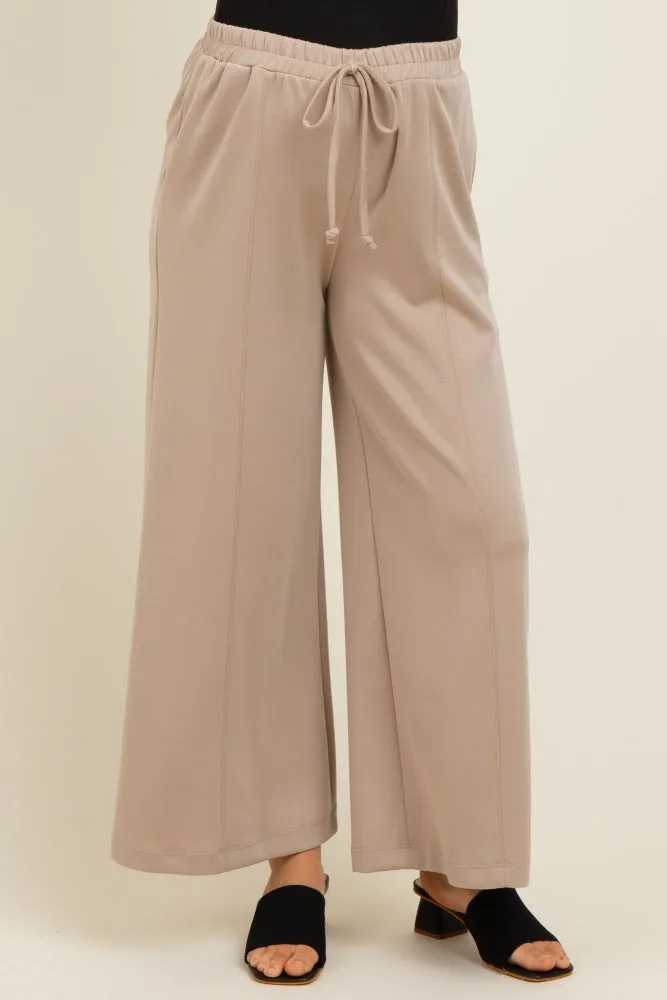 Beige Drawstring Wide Leg Maternity Pants sold by Pinkblush product image thumbnail 2