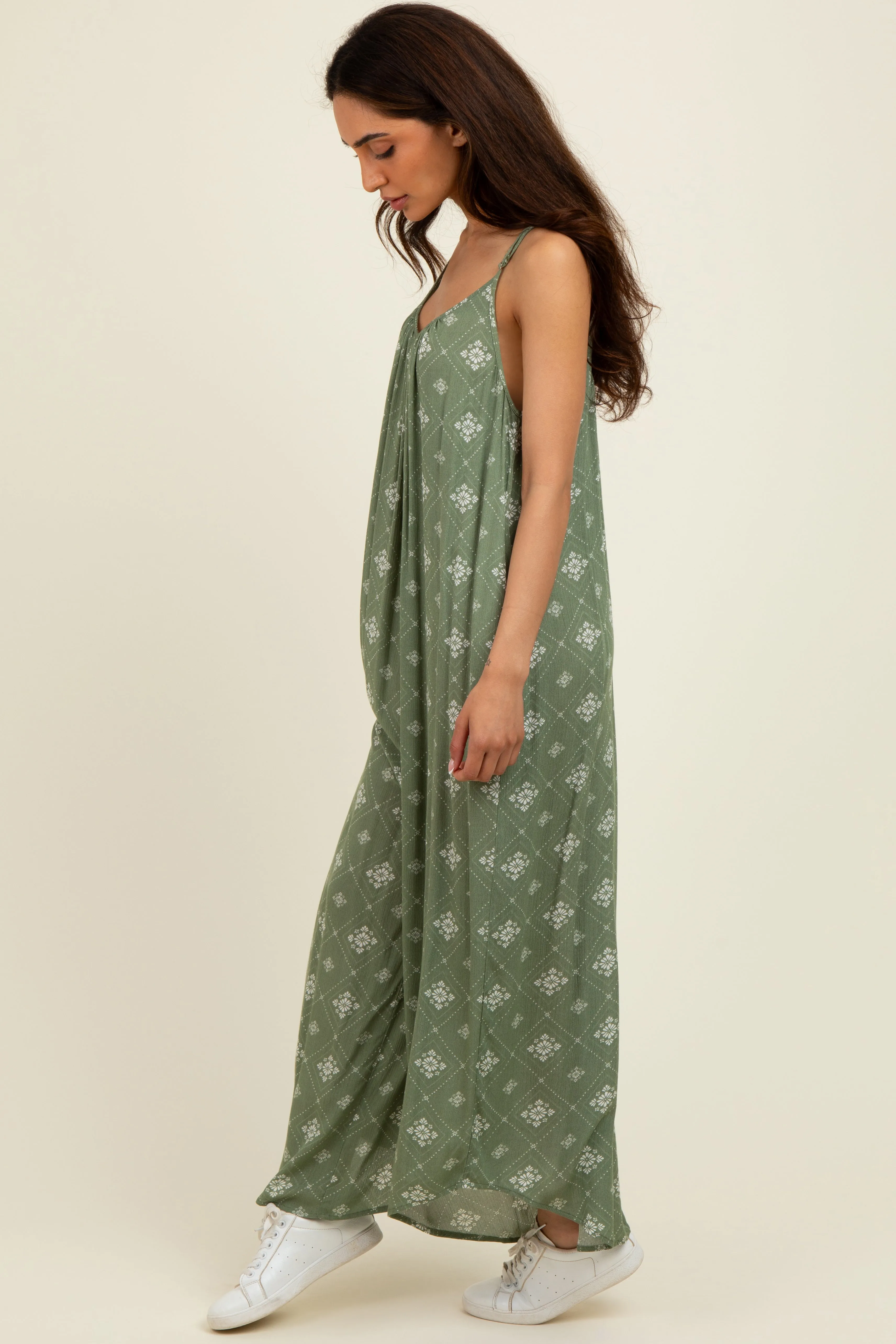 Olive Tile Mosaic Printed Cami Jumpsuit sold by Pinkblush product image thumbnail 2
