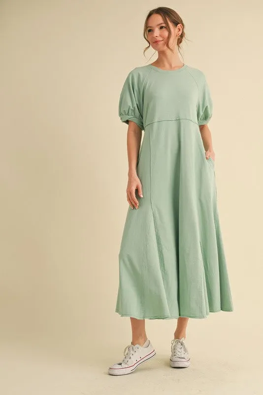 Mint Cotton Pocketed Midi Dress sold by Pinkblush