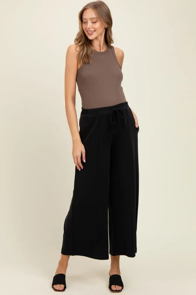 Black Drawstring Wide Leg Maternity Pants sold by Pinkblush