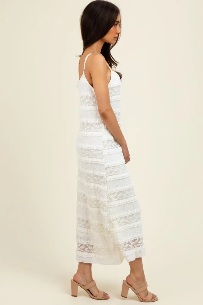 Cream Lace Ruffle Trim Tiered Midi Dress sold by Pinkblush product image thumbnail 3