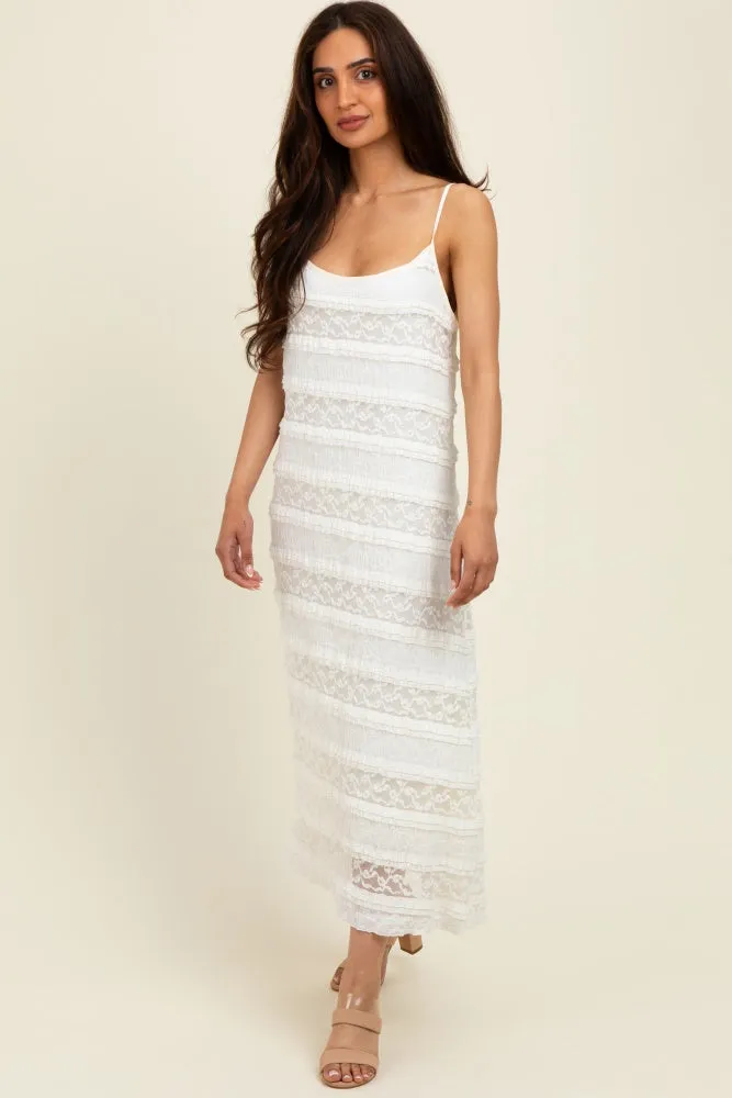 Cream Lace Ruffle Trim Tiered Midi Dress sold by Pinkblush product image thumbnail 2