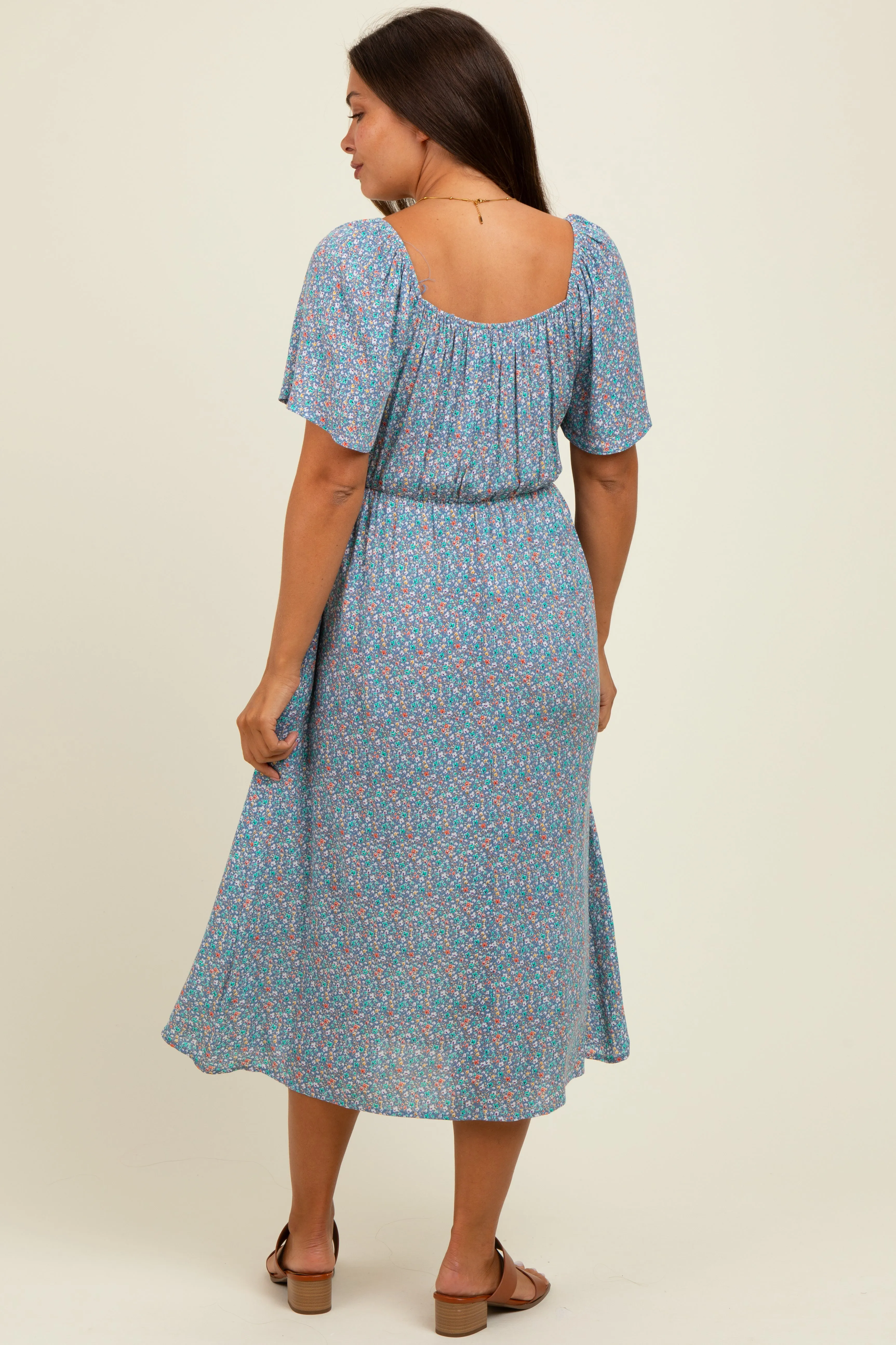 Blue/Pink Printed Maternity Dress With Pockets sold by Pinkblush product image thumbnail 4