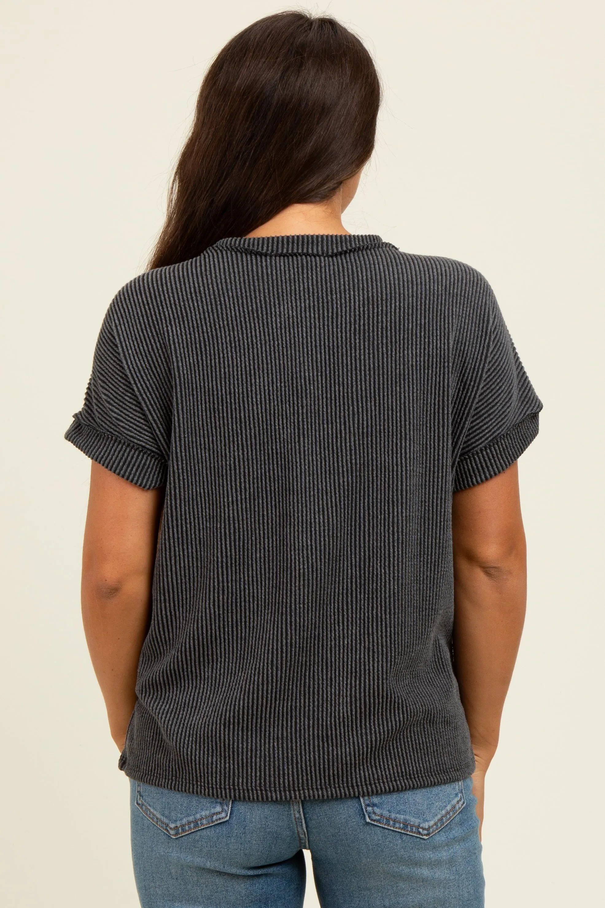 Black Exposed Seam Short Sleeve Maternity Top sold by Pinkblush product image thumbnail 4